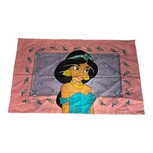 VINTAGE 90s DISNEY'S ALADDIN PRINCESS JASMINE & RAJA 2 SIDED GRAPHIC PILLOW CASE